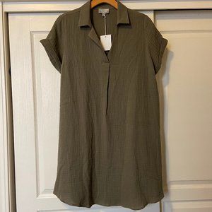 NEW RYLLACE RESORT Garnet Hill Cotton Popover Olive RELAXED DRESS Size 18 Plus